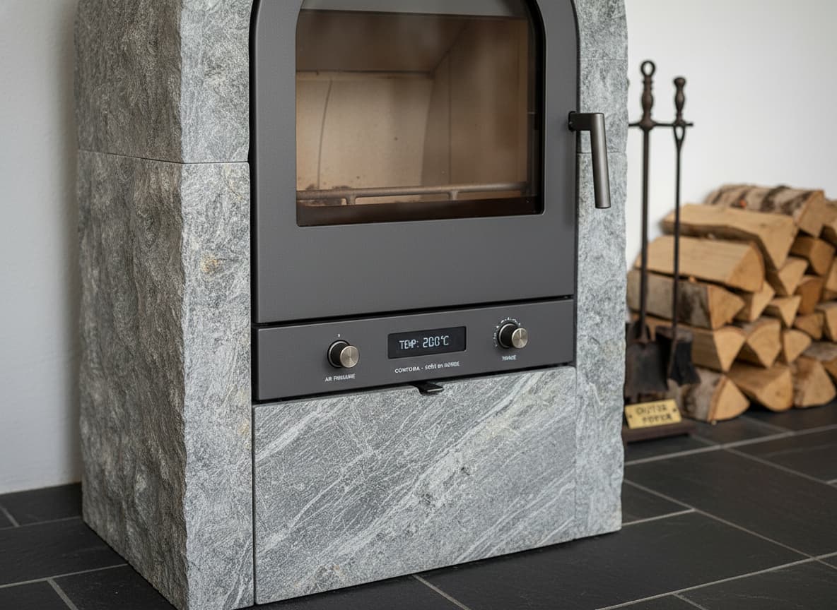 Poêle Contura 520T Style habillé de pierre ollaire grise naturelle